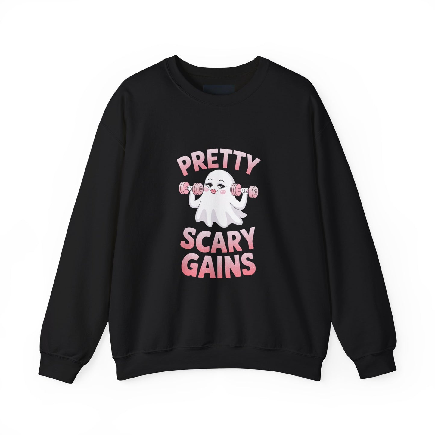 Halloween Workout Sweatshirt, Pretty Scary Gains Crewneck, Unisex Fitness Apparel, Spooky Gym Wear, Ghost Theme Sweatshirt