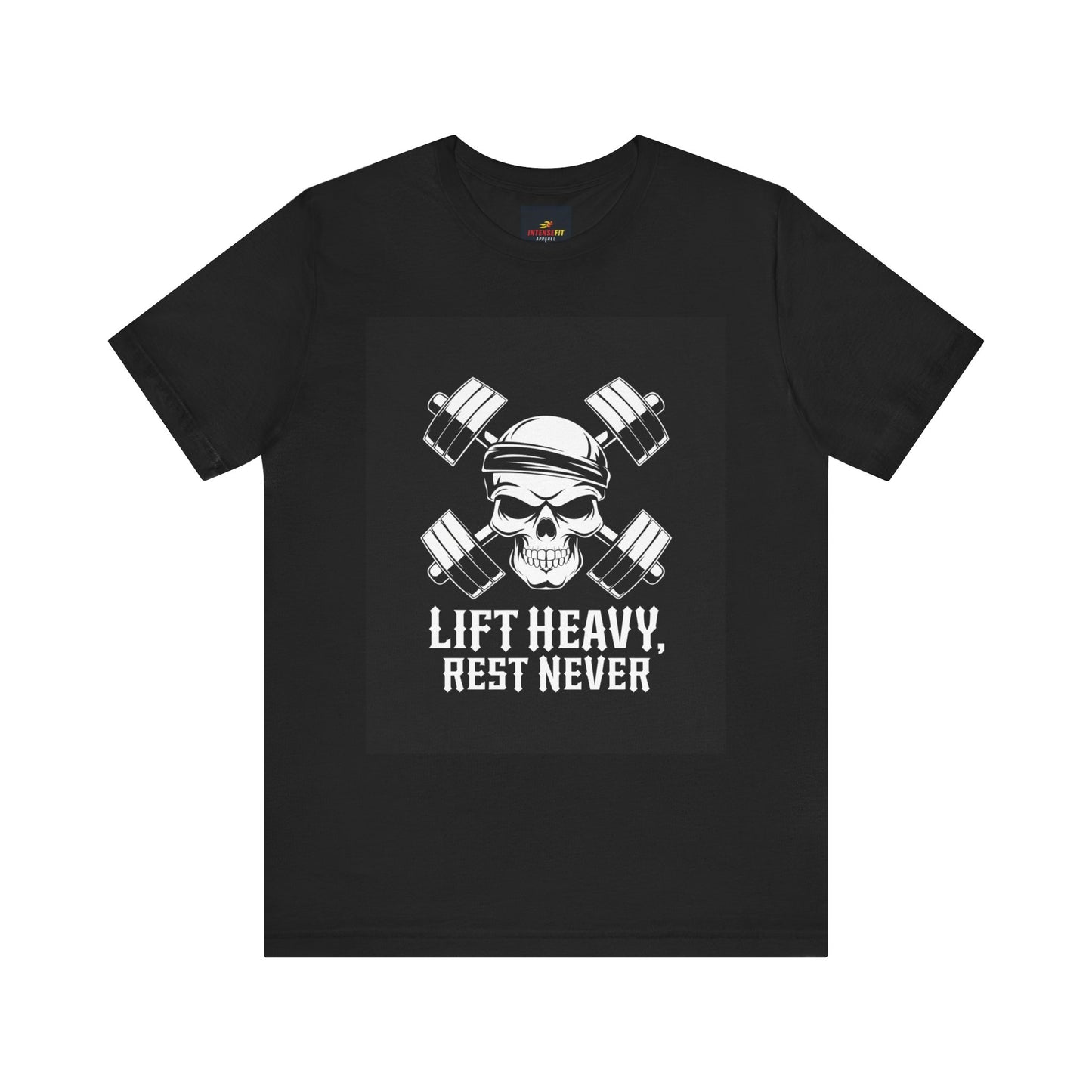 Skull Workout Tee - Lift Heavy, Rest Never | Gym Shirt, Fitness Apparel, Unisex Tee, Weightlifting Gift, Casual Wear