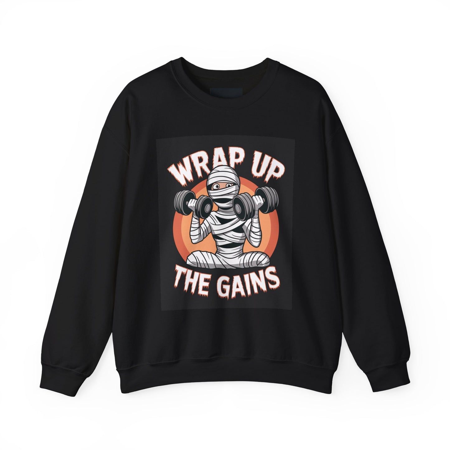 Mummy Workout Sweatshirt, Wrap Up the Gains Crewneck, Fitness Gift, Halloween Apparel, Unisex Gym Wear, Cozy Exercise Top