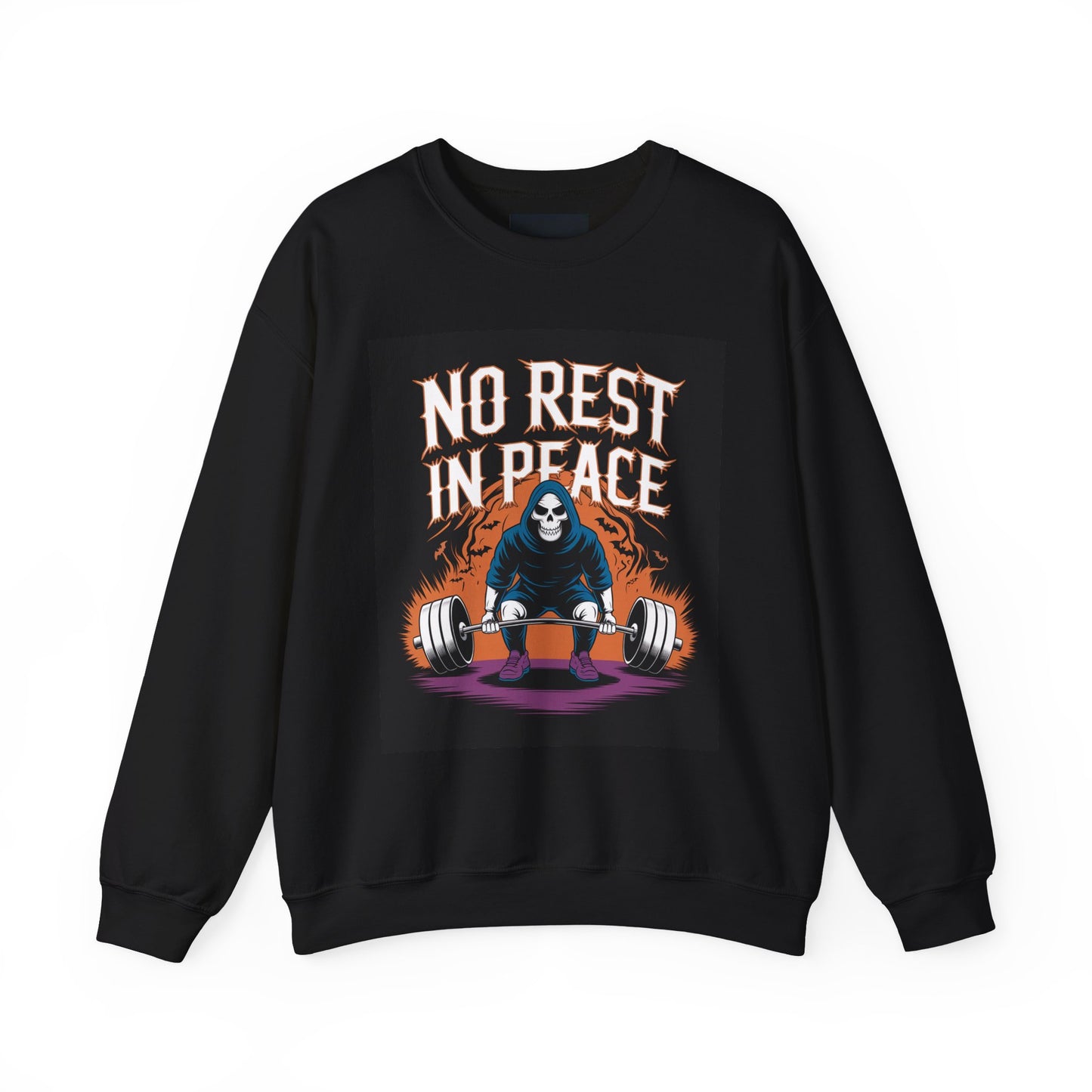 No Rest in Peace Gym Sweatshirt, Unisex Crewneck, Fitness Gift, Halloween Apparel, Workout Clothing, Deadlift Enthusiast Gear