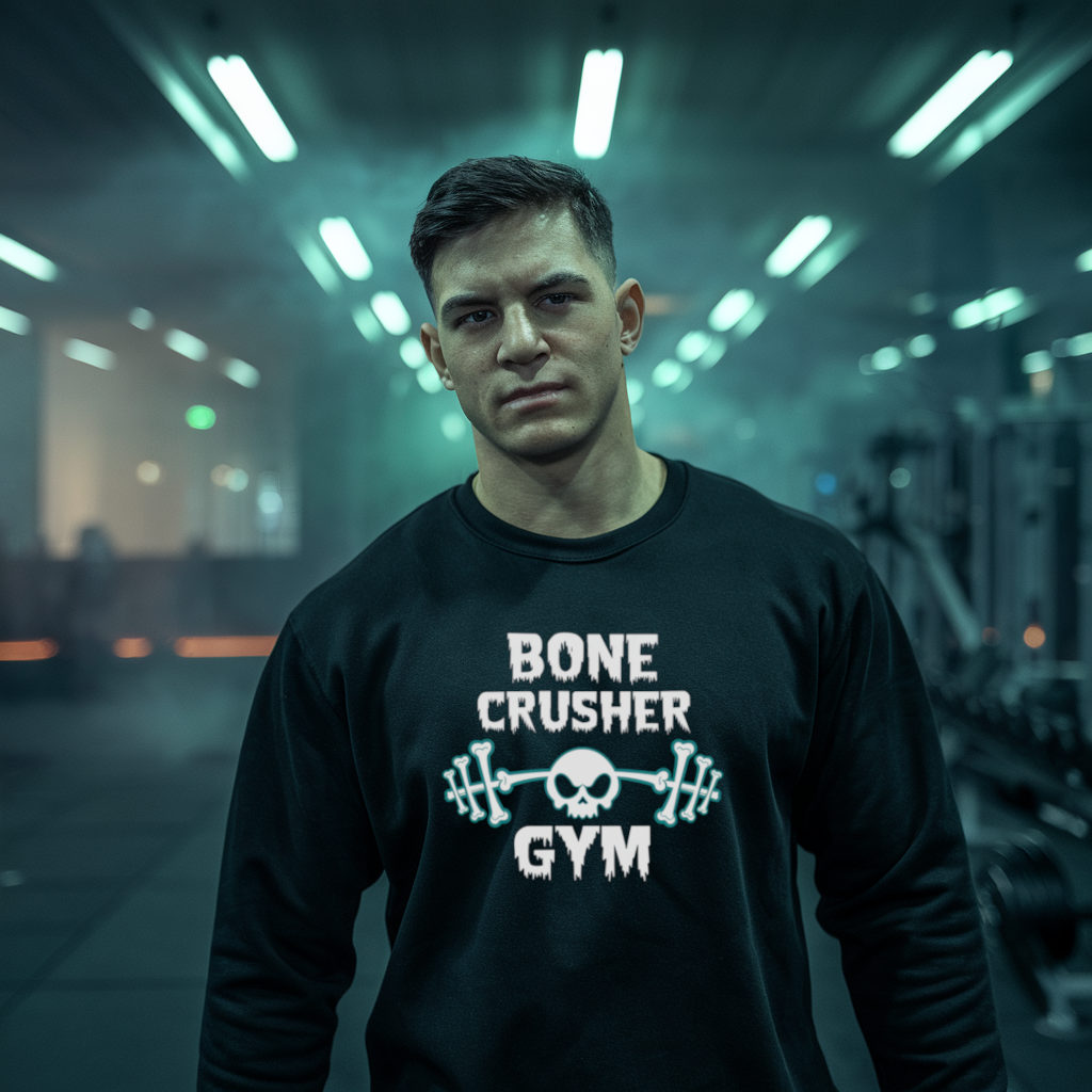 Bone Crusher Gym Crewneck Sweatshirt, Gym Wear, Fitness Apparel, Workout Clothing, Strength Training Gift, Unisex Sweatshirt