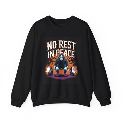 No Rest in Peace Gym Sweatshirt, Unisex Crewneck, Fitness Gift, Halloween Apparel, Workout Clothing, Deadlift Enthusiast Gear