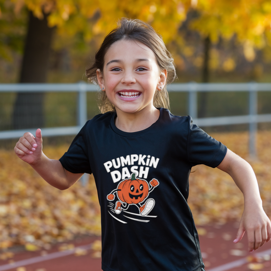 Pumpkin Dash Youth Tee - Fun Halloween T-Shirt for Kids, Perfect Fall Style, Trick or Treating, Costume Party, Spooky Season Outfit