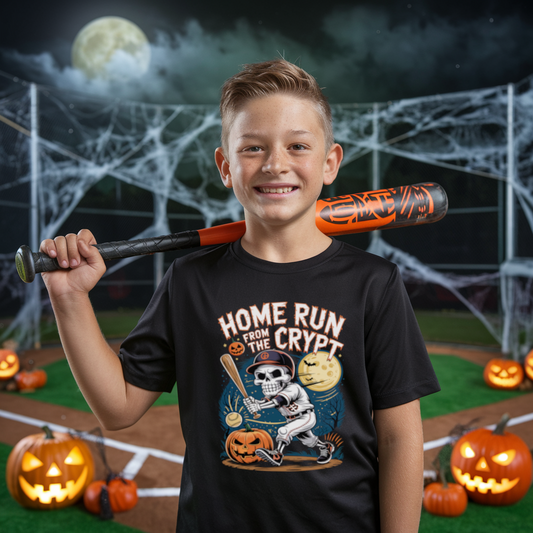 Halloween Youth Tee - Home Run from the Crypt, Halloween Shirt, Kids Graphic Tee, Spooky T-Shirt, Fun Casual Wear, Trick or Treat Outfit