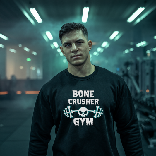 Bone Crusher Gym Crewneck Sweatshirt, Gym Wear, Fitness Apparel, Workout Clothing, Strength Training Gift, Unisex Sweatshirt