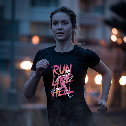 Run Like Hell Unisex Tee, Fun Fitness Shirt, Halloween Costume, Gift for Runners, Unique Graphic T-Shirt